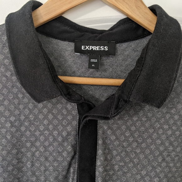 Express Textured Geometric Polo Sz XL - Picture 3 of 4